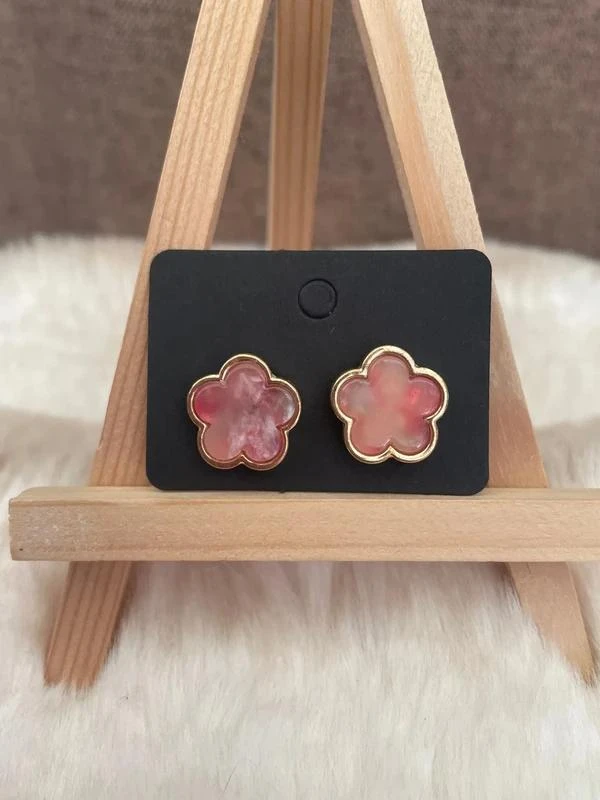 Boucles d’oreilles fleurs 1,5cm orange marbré